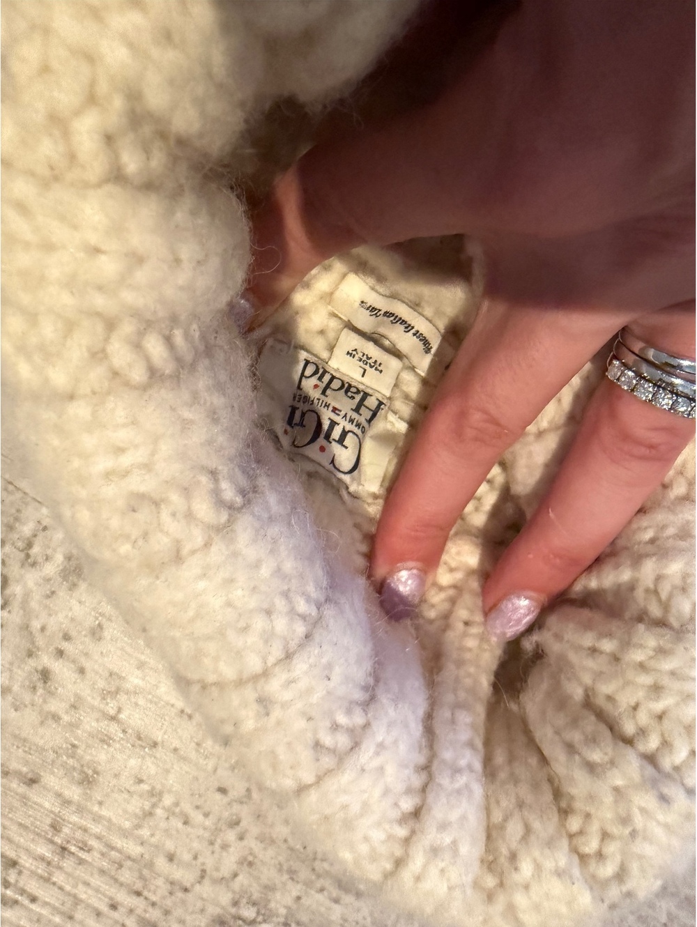 Gigi Hadid x Tommy Hilfiger Chunky Ivory Cream Knit Wool Sweater Turtleneck L - Picture 6 of 6